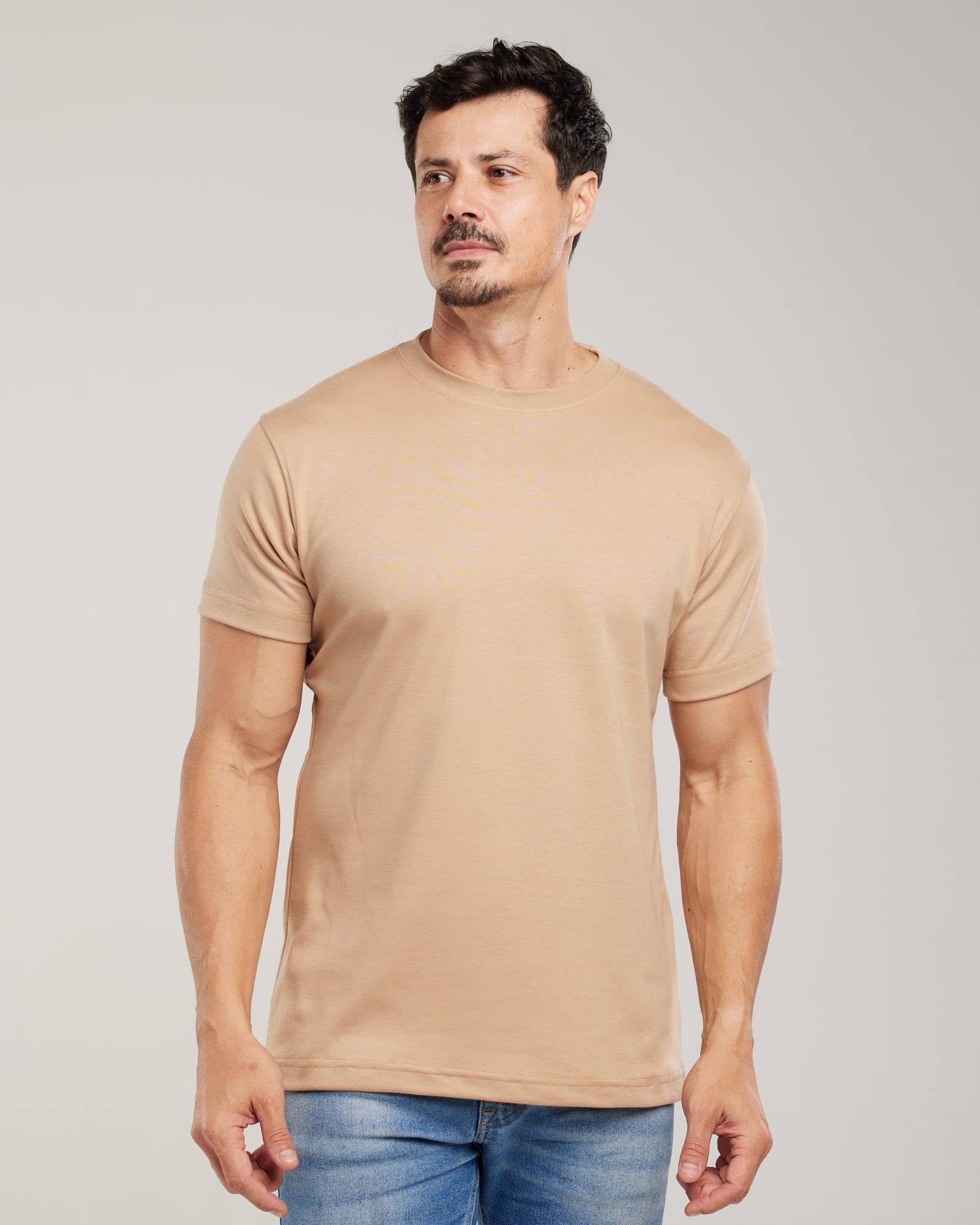 Camiseta Algodão Egípcio Regular Fit Areia — Lunfe Têxtil — foto 7