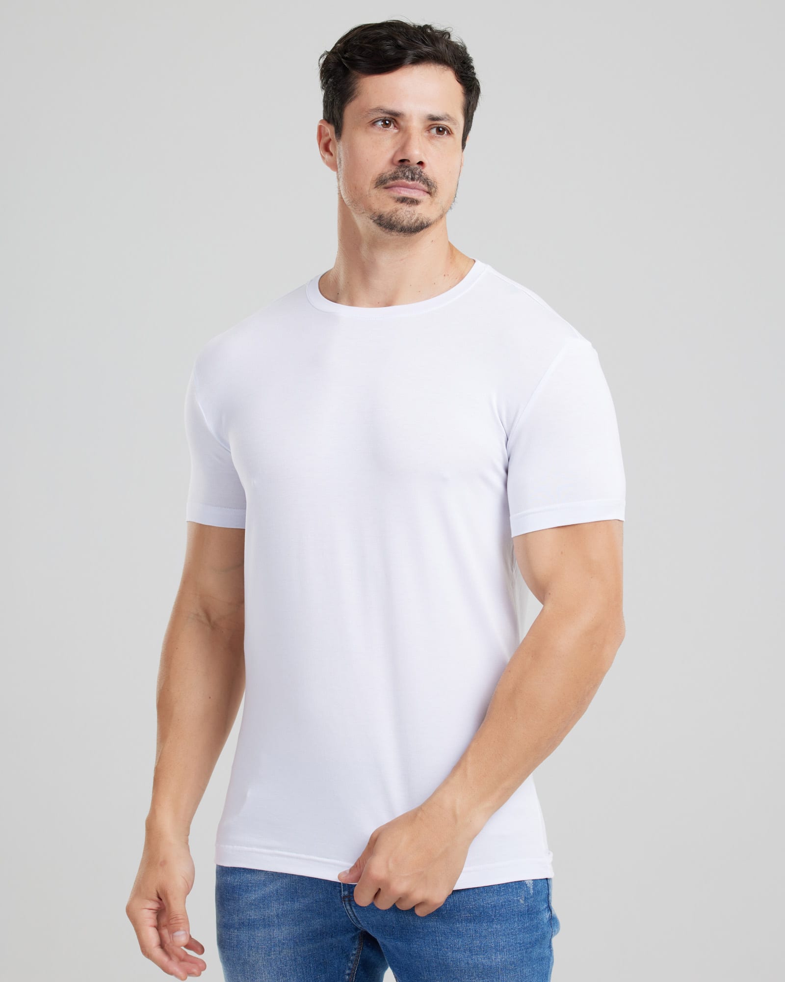 Camiseta Modal Tech Slim Fit Branco — Lunfe Têxtil — foto 7
