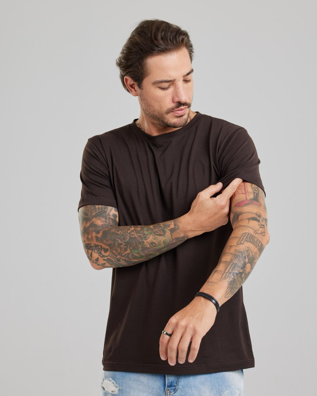 Camiseta Pima Cotton Marrom Chocolate — Lunfe Têxtil — foto 7