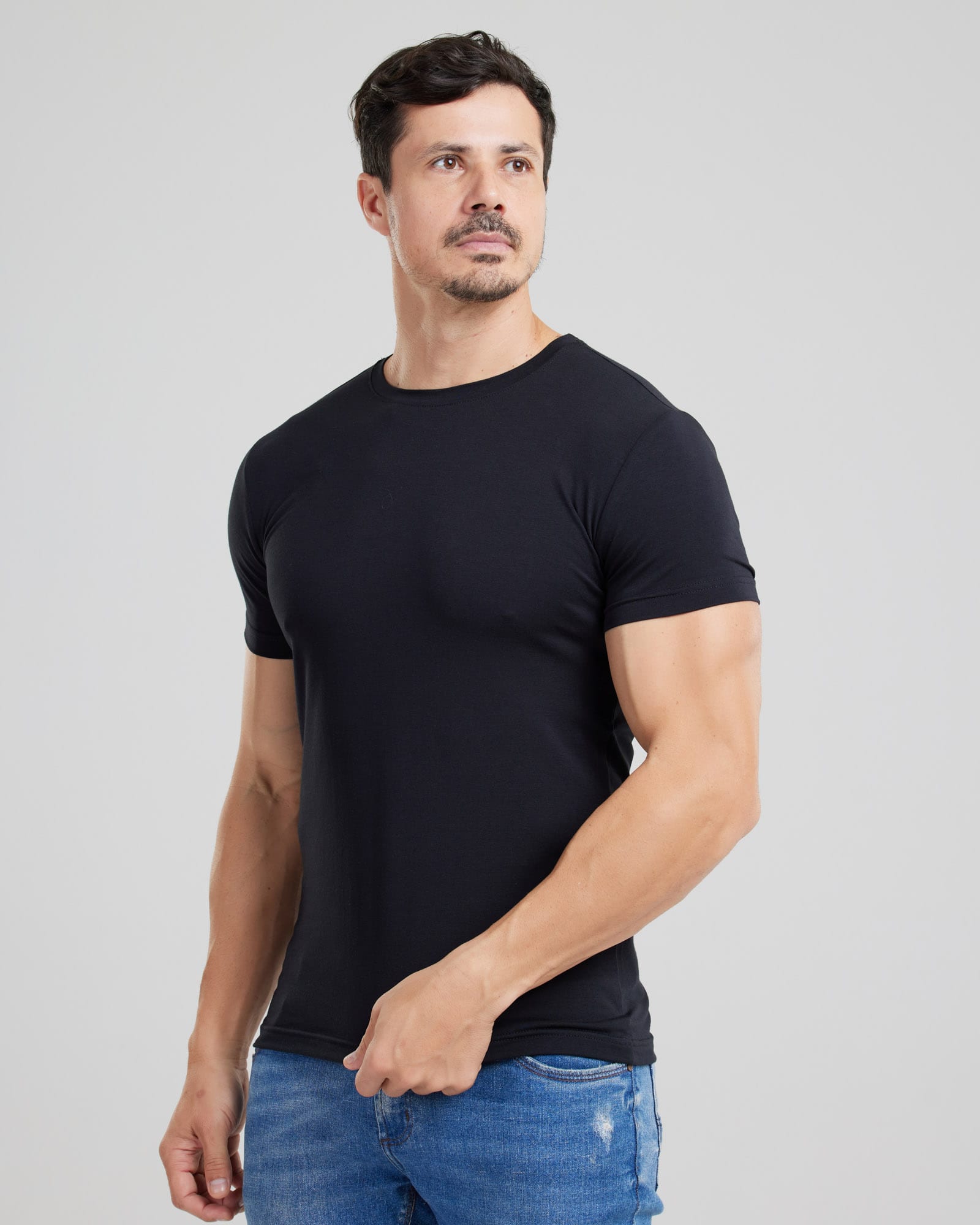 Camiseta Cotton Pima Slim Fit Preto — Lunfe Têxtil — foto 5