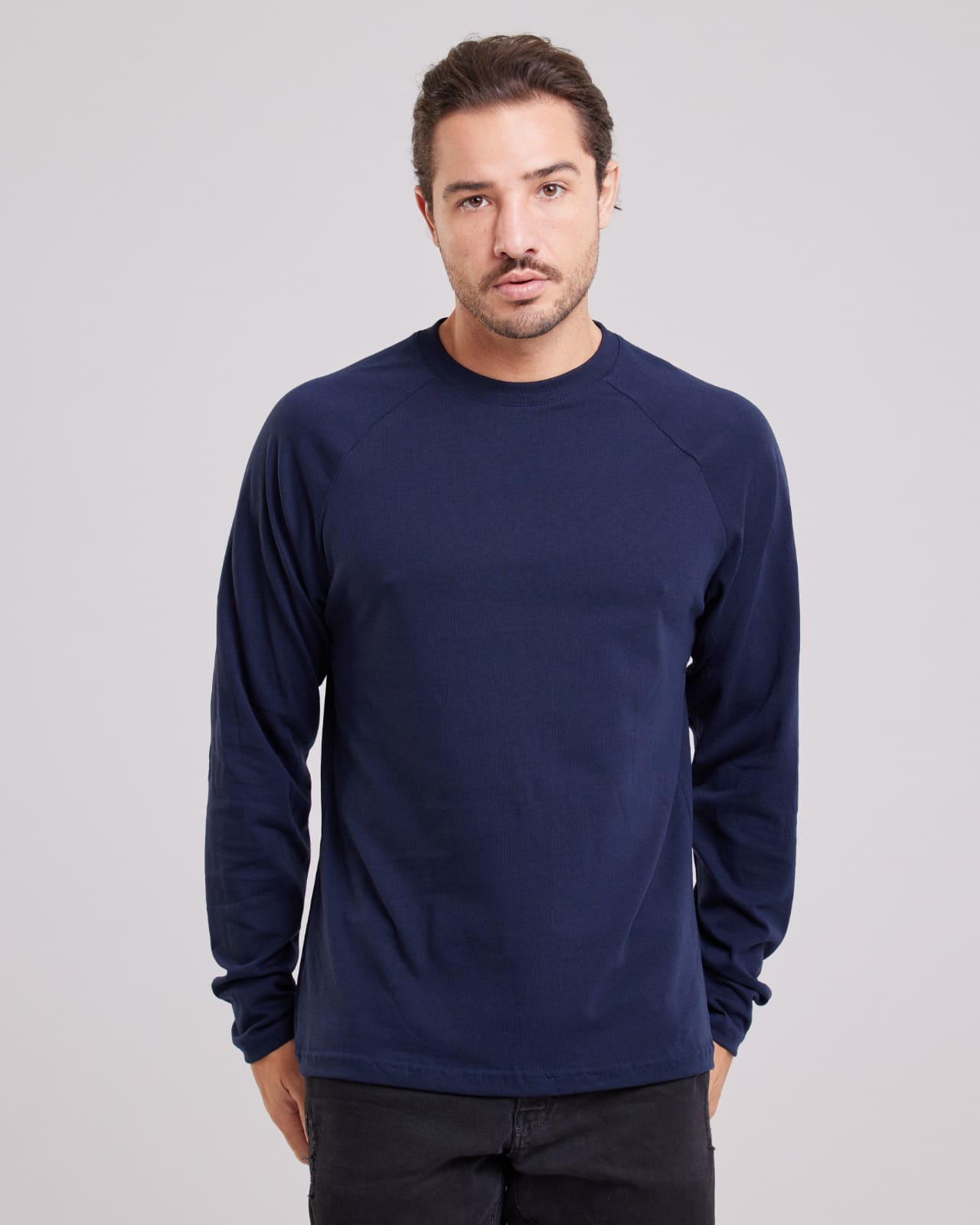 Blusa Raglan Manga Longa Azul Marinho — Lunfe Têxtil — foto 6