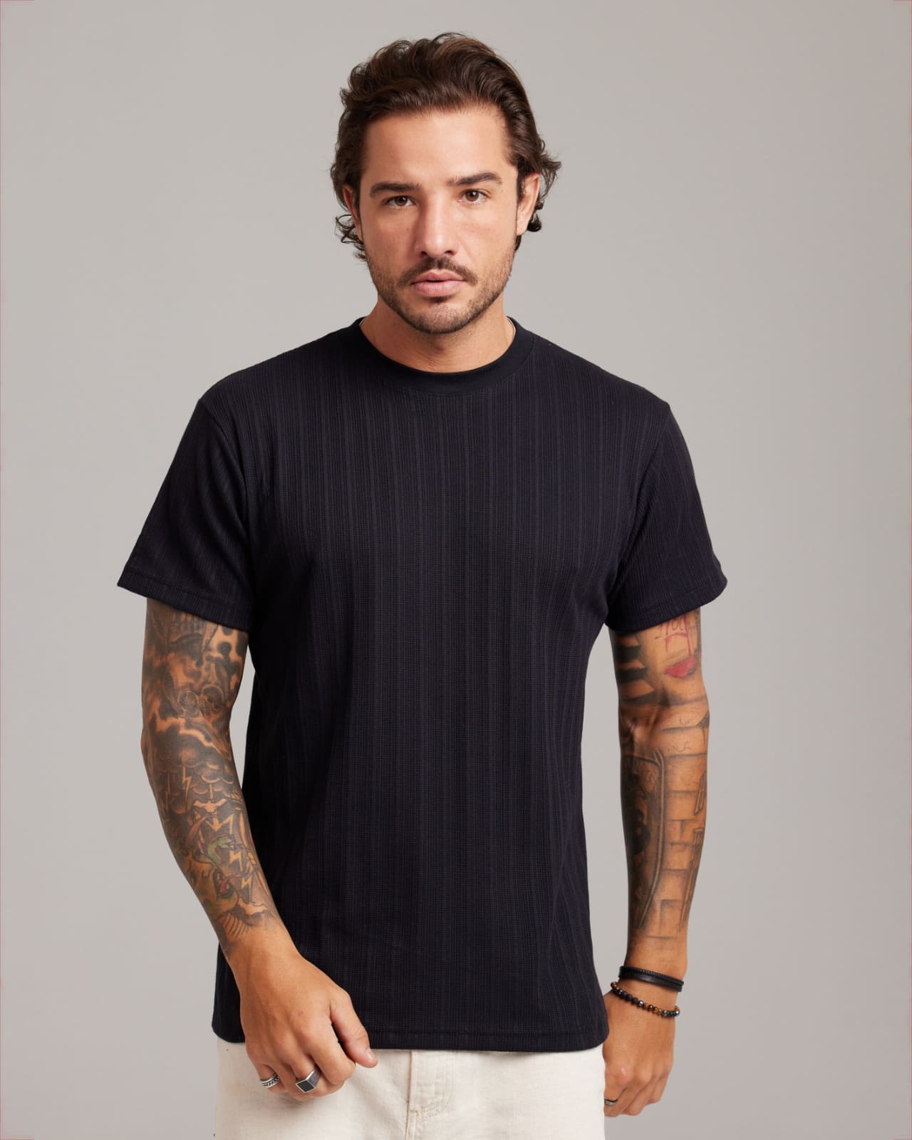 Camiseta Rib Wide Texture Preto — Lunfe Têxtil — foto 7