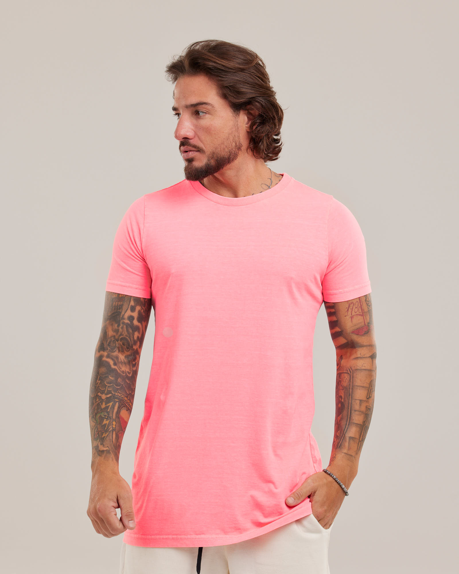 Camiseta Estonada Neon Rosa Neon — Lunfe Têxtil — foto 6