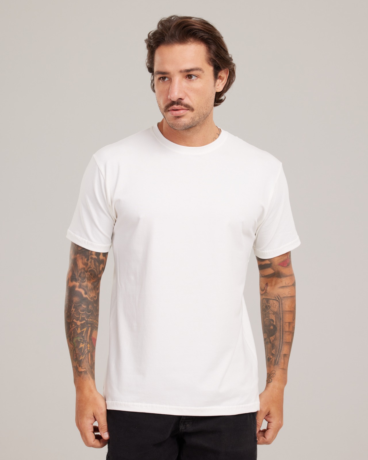 Camiseta Cotton Peruano Branco — Lunfe Têxtil — foto 7