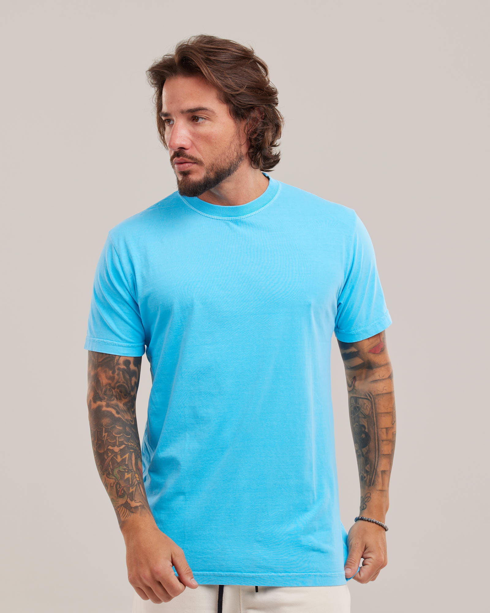 Camiseta Estonada Neon Azul Neon — Lunfe Têxtil — foto 2