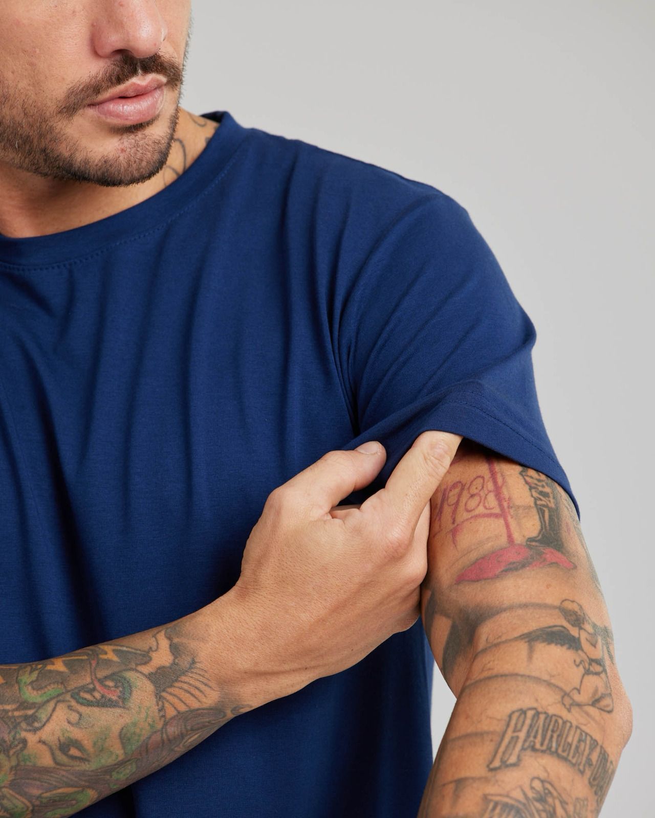 Camiseta Pima Cotton Azul Marinho — Lunfe Têxtil — foto 4