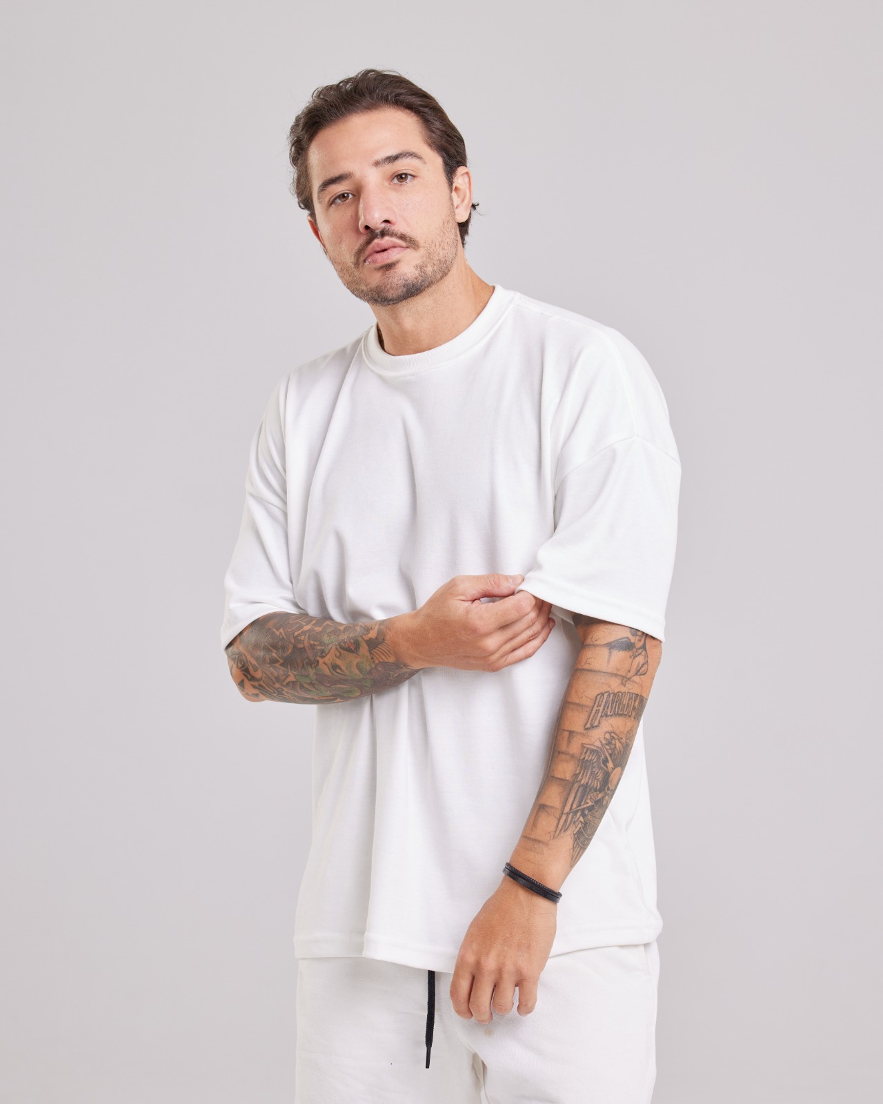 Camiseta Oversized Suedine Peruano Cinza — Lunfe Têxtil — foto 5